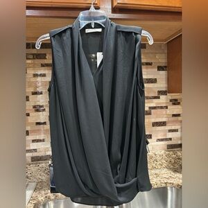 Mango Black Sleeveless Drape Blouse